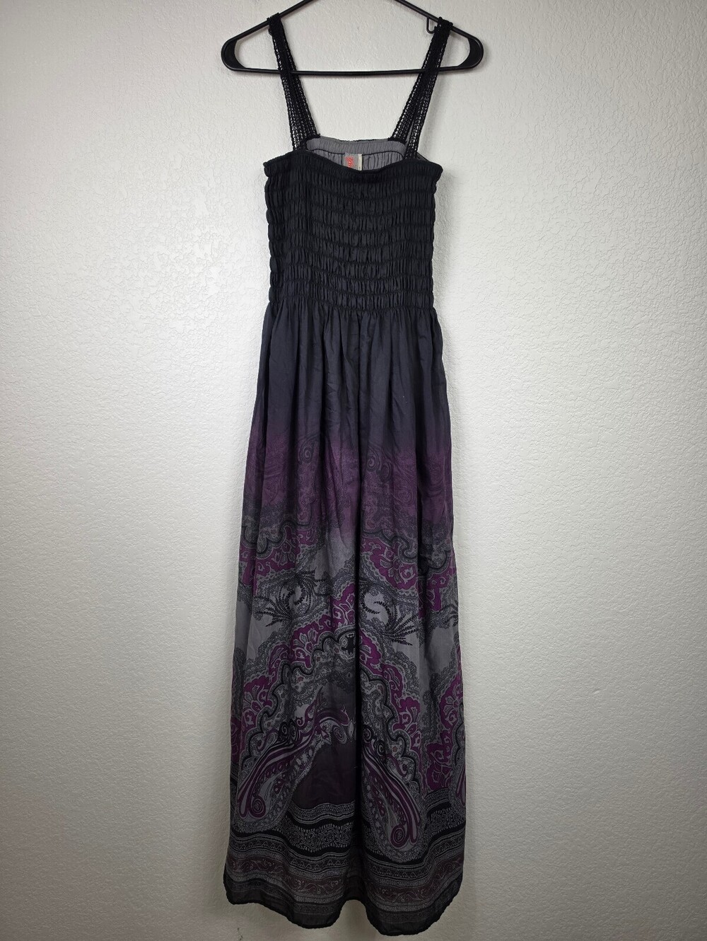 Free People $350 Black Brocade Damask XS Maxi Dress